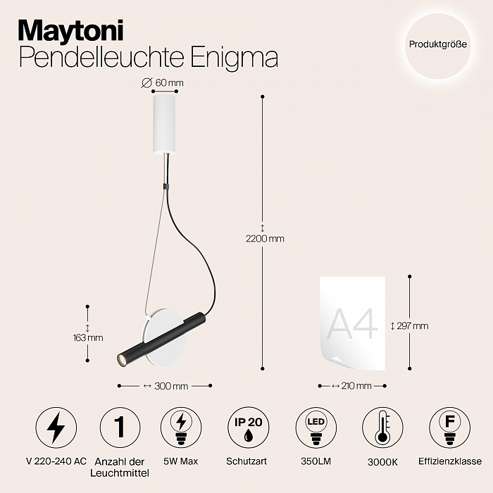 Светильник светодиодный Maytoni MOD150PL-L5W3K