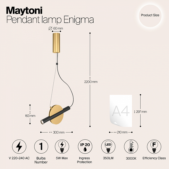 Светильник светодиодный Maytoni MOD150PL-L5BS3K