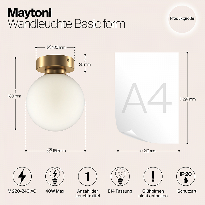Бра Maytoni MOD321WL-01G1
