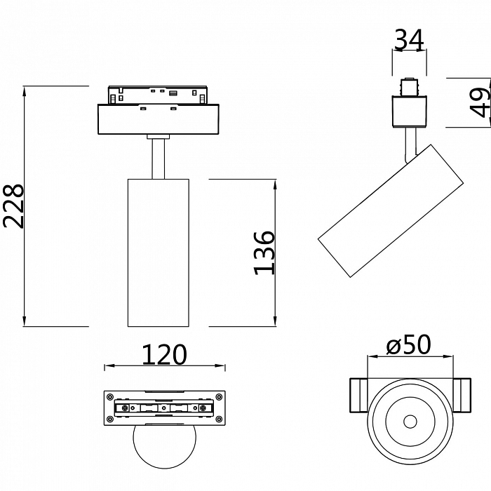 Трековая система Трековый светильник Technical TR019-2-10W4K-B